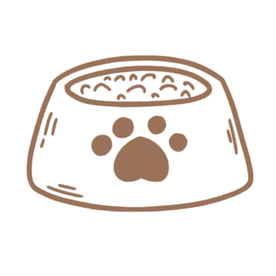 Illustration of a dog bowl with food.